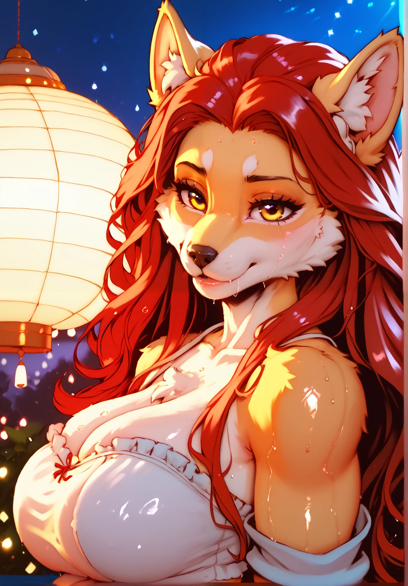 by fluff-kevlar, by ouka, by Kilinah, (((woman, breasts, antrum, extremely detailed, extremely detailed legs, extremely detailed arms, extremely detailed face, perfectly detailed eyes, perfectly detailed anatomy))): 1.2, beautiful and detailed portrait of an anthropomorphic vixen ((female))), anthro, female, red fox, high definition, good anatomy, orange fur, orange body, simple background, highly detailed face, deep yellow iris, yellow eyes, arm tuft, leg tuft, red hair, long hair, face markings, face fur patterns black, speech bubble, heart, hearts, night, moody lighting, full body, sexy body, slanky body, sexy face, nice, hot, cute, on knees, blushing, friendly smile, smile, friendly, elegant, dark, mysterious, alluring, beautiful, thigh highs, yukata, wearing a yukata, SFW, sultry look, wink, one eye closed, chest covered