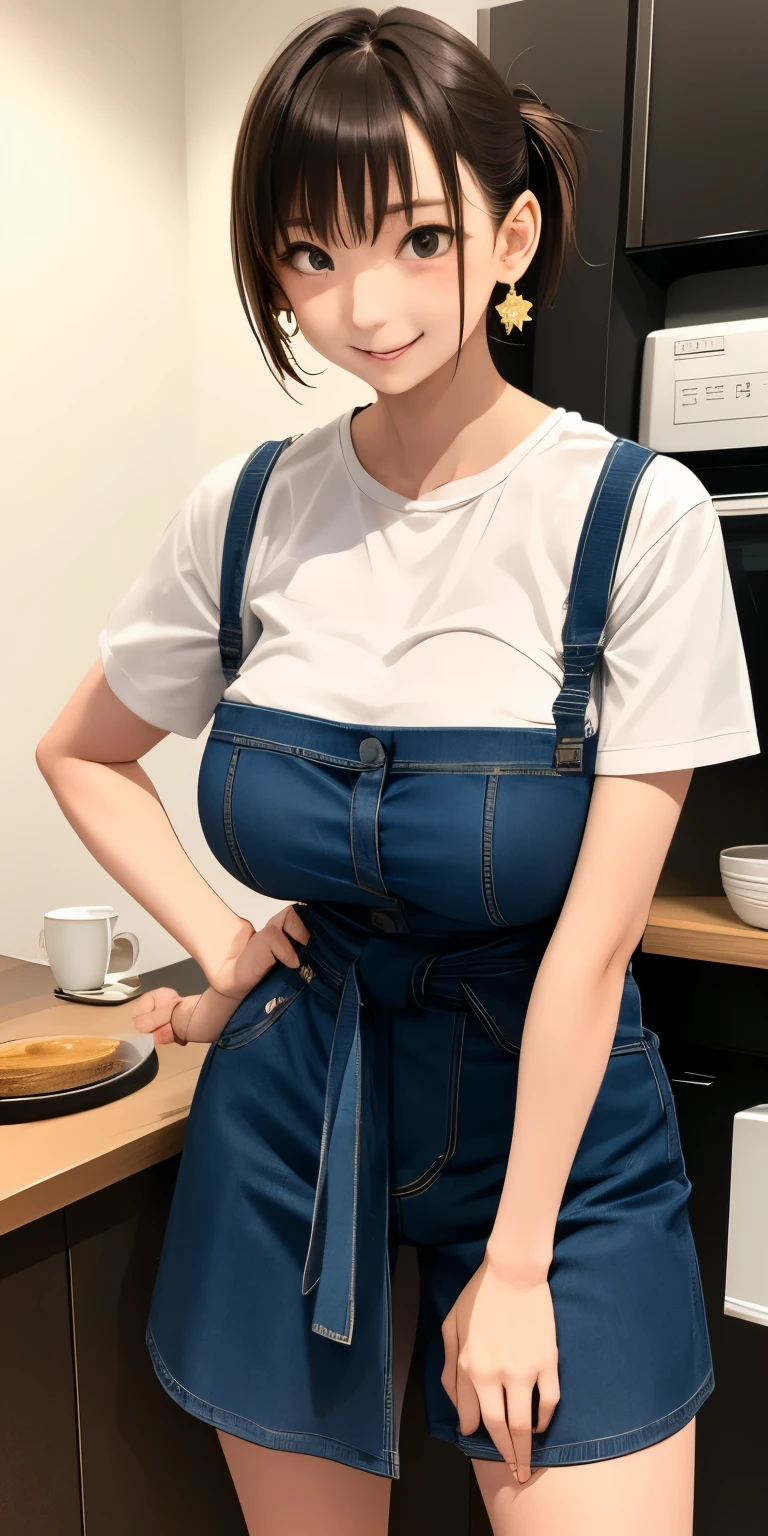 (((gigantic braests:1.2)))、((tight waist))、 (Open Cafe、Cafe staff)、Earrings、(Cafe uniform)、short hair、They hesitate,、Wet Hair,  Underarm,, (High color saturation:1.0),  (Very detailed肌), (Please redeem:1.0), (Ultra-high resolution:1.0) ,(Realistic:1.0), (Very detailed:1.0), (8k, RAW Photos:1.1)、Center of chest、Spread your legs、(Front View)、Brown Hair、slender、、ponytail、Serving customers