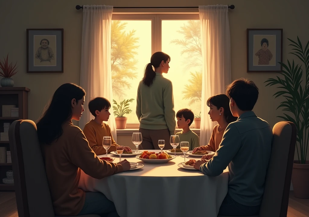 I  sadly see my dad and her new wife and their children happy
