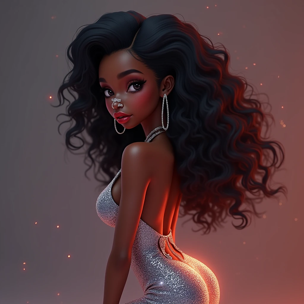 A sexy cartonn black woman in beautiful white lingerie posing gracefully for a photo, sexy lingerie beauty, curly hair, Waist slender, Sexy black girl, mulher de corpo inteiro, wearing lingerie, beautiful seductive black woman, slender figure, cartoon vector style, corpo pin-up, Broad Hips