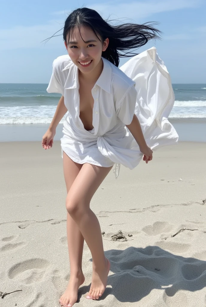 (8K, RAW Photos, ultra-quality, ultra-detailed CG with unity 8K Wallpaper, masutepiece:1.2), SIGMA Lens 35mm F10 , Shutter Speed 1/125, ISO 1600,  fish-eye lens、Solo, japanes,Photo of a cute Japanese woman, 20yr old, Gani crotch、No makeup、Put a pink ribbon on your hair、(爆乳:1.5)、Fat and flabby body:1.5、Fat and flabby upper arms:1.5,（Show cleavage:1.5）、Strapless、bra very、(Show panties:1.5), （Show me the perineum:1.5）、Display fat and flabby belly:1.5、Show thick thighs:1.3、（looking at me:1.5）,　(Luster of sweat-soaked skin:1.0)、(hair wet with sweat:1.0)、Old open-air campsite:1.5、mid night:1.5、Big campfire:1.5、Messy garbage:1.2、 Performing a bizarre dance with torches in both hands:1.5, ((Open legs))、Sexy sweet laugh、Show crotch:1.5、Spread your arms、bend arms、 Trees that get messed up:1.2