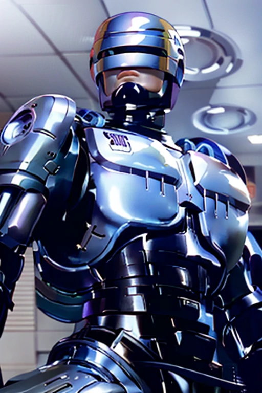 (    top quality ), (Overall view)  robocop suits, cool, handsome young boy, tall, with sharp eyes, lying on his back, looking like he's in pain.,boy, short hair,18trip