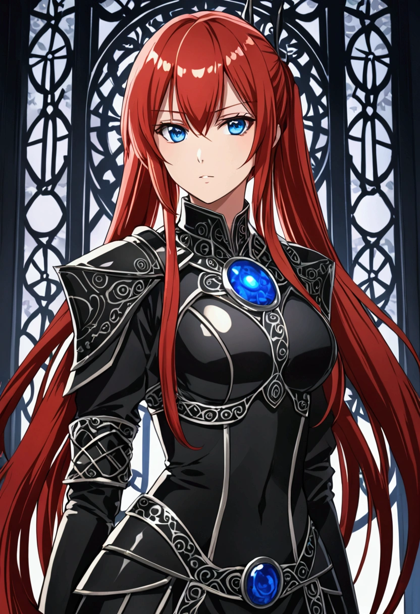 source_anime, score_9, score_8_up, score_7_up, rating_excplicit, 1girl, erza scarlet ,<lora:DMAnimeStyle:1> breastplate, belt, narrowed eyes,  ,capelet,  fur trim, gloves, expressionless, looking at viewer,  red hair,   belt, armor,