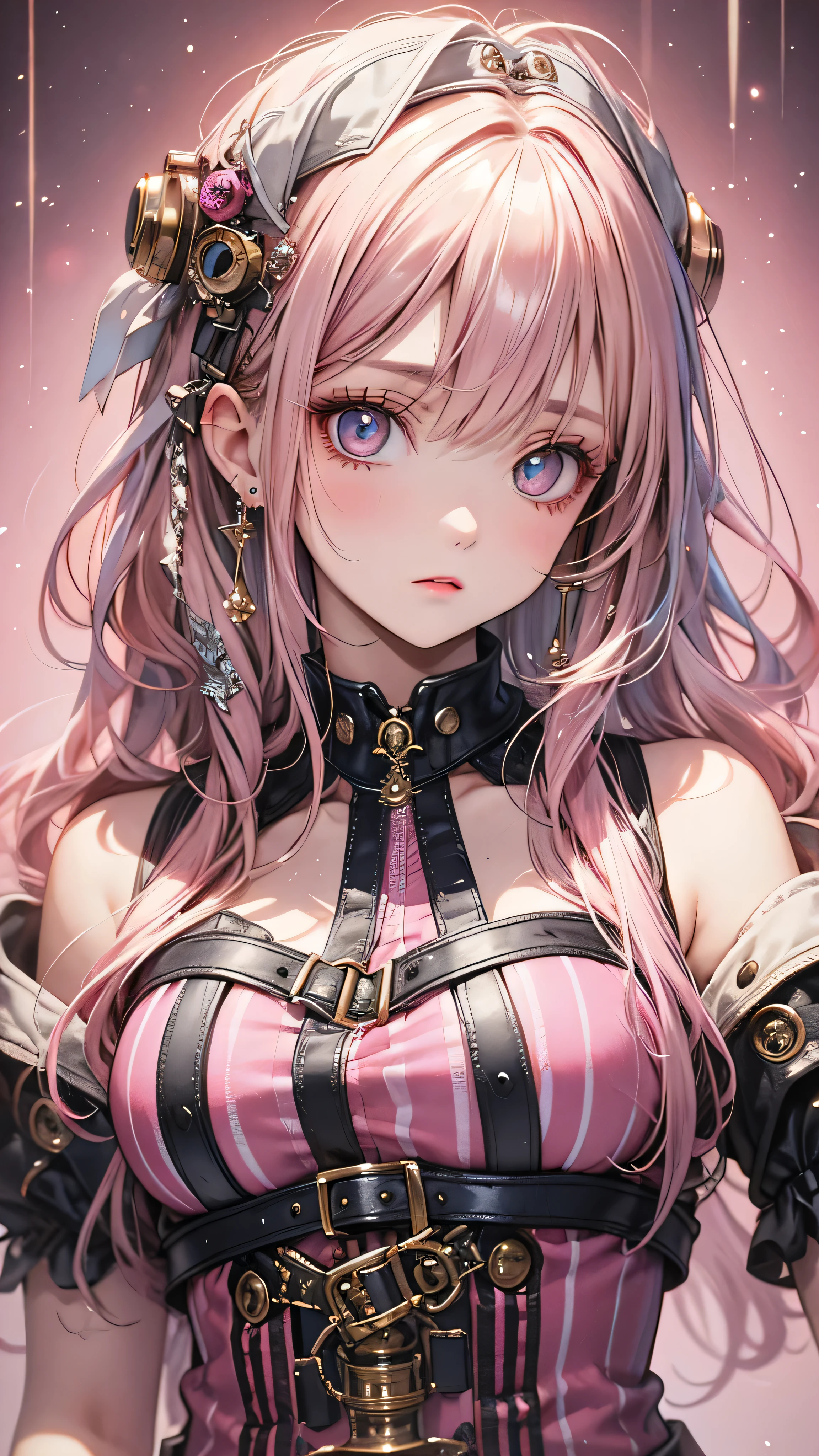 masterpiece,highest quality, Very detailed, High resolution, expensive resolution, High resolution, 4K, 8k, unity 8k wallpaper, Very detailed CG, masterpiece, 2D, 3D, Beautiful details, depth, Fine texture , highest quality: 1.3, Fully focused, Crispy.skin, .he,
Very cute anime girl 、idol, Large Breasts、Pink medium-long hair wearing expensive , Mole under the eye, looking at the viewer , expensive , blush, Mole, Lips parted, Pink Eyes, Heart-shaped choker smile
