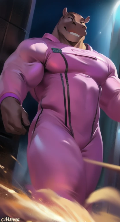 On stage sits a man in a latex suit, xqc, from overwatch, genos, fighting game character, 《king of fighter》role, genos from one punch man, 2b, 2 b, anime figure; Full-body art, most strongest pose, tight business suit, SFW version, male art, his legs spread apart