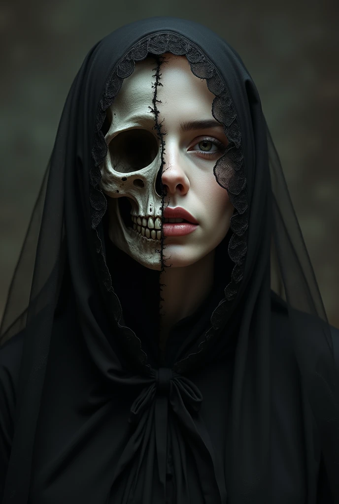 arafed woman with a face mask surrounded by a group of skulls, james jean and wlop, tom bagshaw and sabbas apterus, tom bagshaw donato giancola, style of dragan bibin, creepy surrealism, dragan bibin, vdragan bibin, james jean andrei riabovitchev, surreal dark art