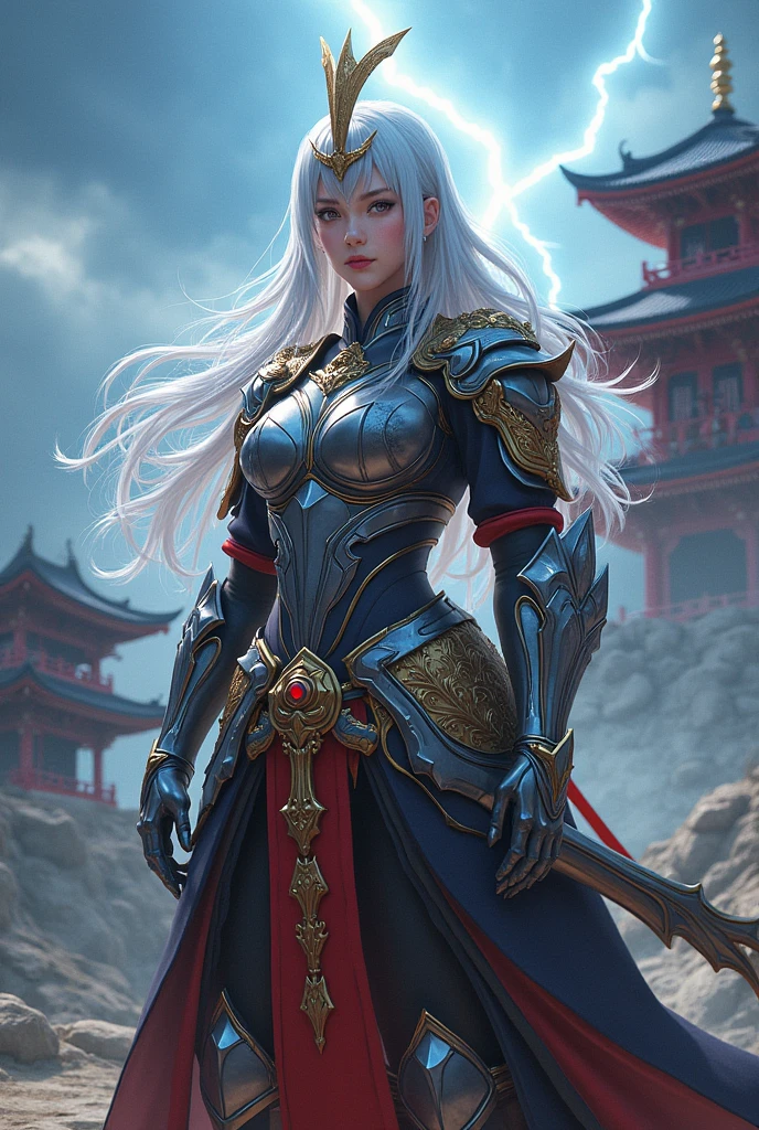 (Female Ghost Attendant)、Demon Mask、Super beauty、Red Armor Solo Adult Demon Woman、Like the whole body、(Armed with a long and large spear)、Mature big female ghost。Sturdy jaw(Like the real thing)、Stand facing the front、demon armor、magnificent artwork、((Kyoto Panel Painting Style))、Wind-effect:1.9、Cloud Effects:1.2、Full Rendering、Encaustic Painting、unrealengine、Fine armor patterns and decorations,A hyper-realistic,Armor details,超A high resolution,