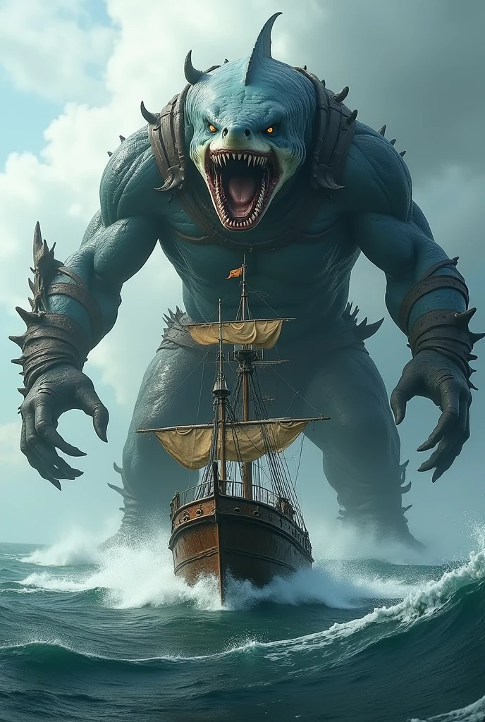 DC Comics' King Shark Holding a Ship's Wheel