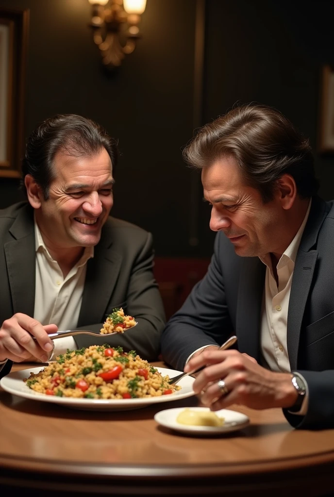 Imran Khan aur Nawaz Sharif khatte roti aur botal peete hue - SeaArt AI