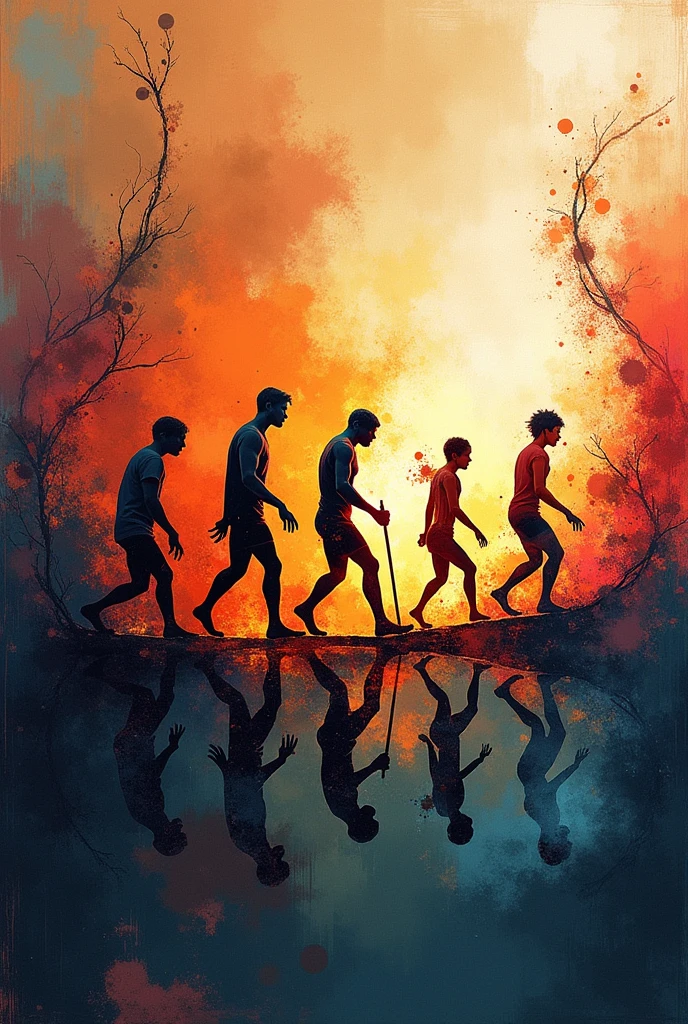 create an artwork about the concepts of evolution (colorful sketch)