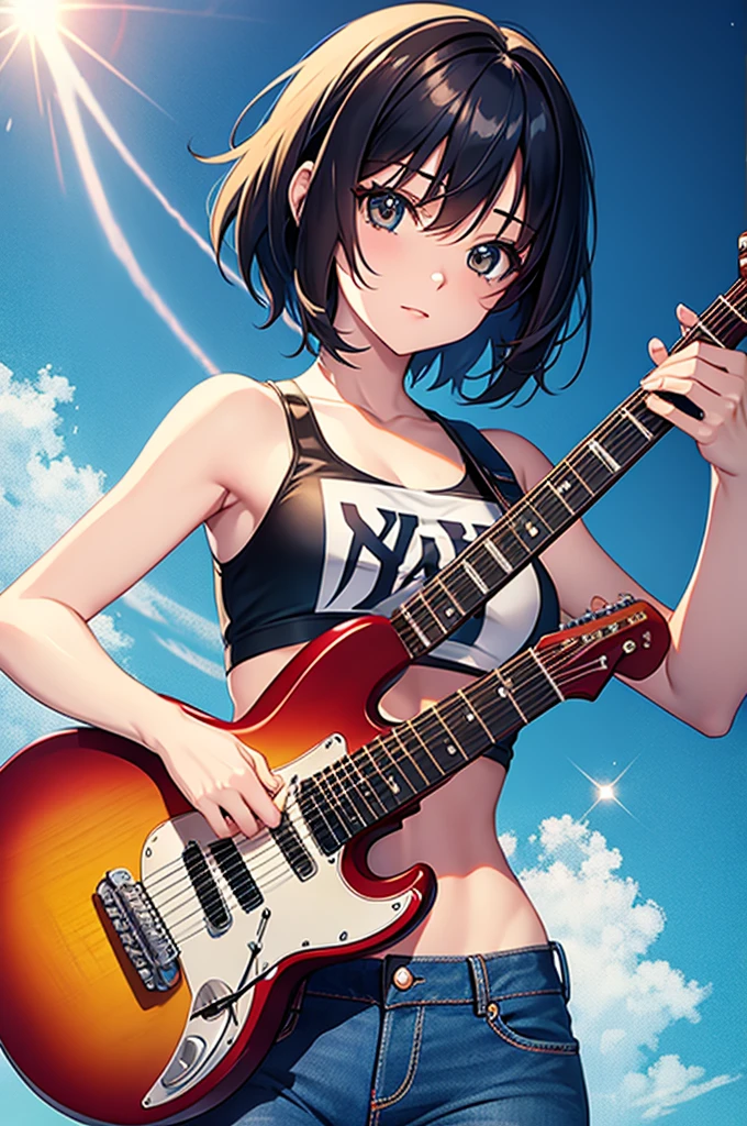 bikini, electric guitars