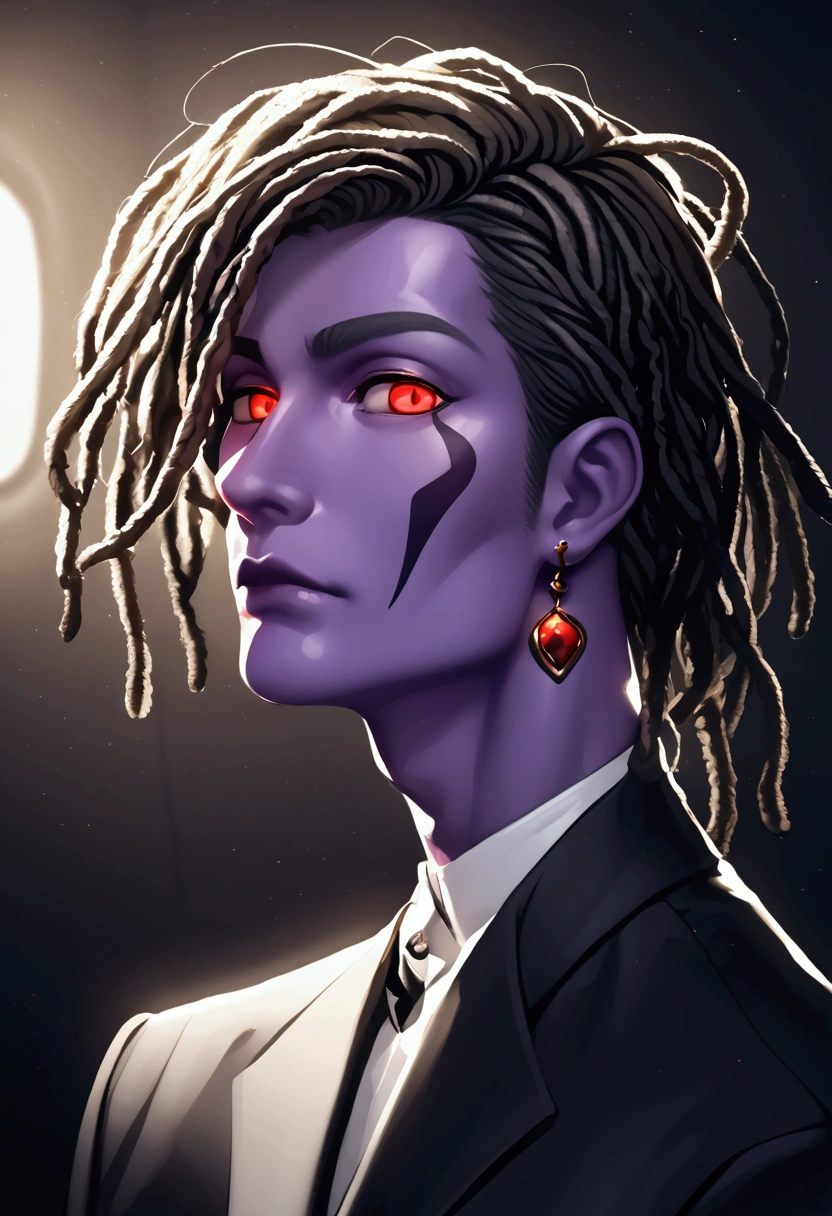 score_9, score_8_up,score_7_up, source_anime, 
BREAK
solo,alien humanoid, purple alien male, handsome alien, a drawing of a purple alien with multiple red eyes and a suit, {{{4 eyes}}}, some red and purple, he has dreaded hairstyle, he has silver dreadlocks hair, art in the style of joshy sly, fully red eyes no pupils, dapper dream demon, asriel dreemurr, it's morbin time, ghastly, unknown artstyle , grinning, from side, spaceship interior,looking at viewer, 
 