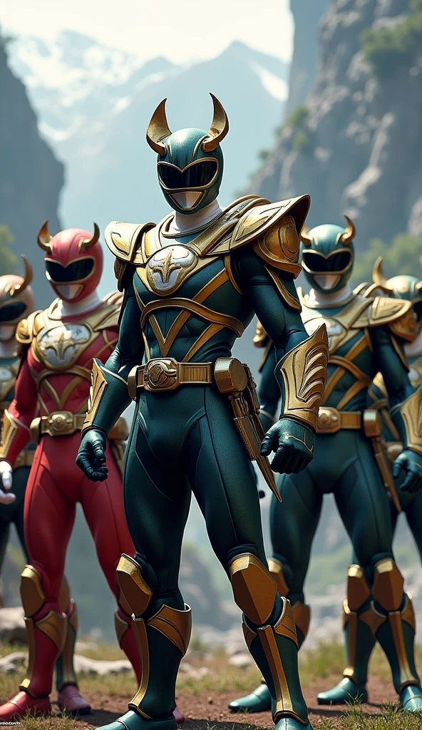 A group of Evil Power Rangers with costumes inspired by Norse mythology with each one having details in the costumes that remind us a lot of the Norse gods making reference to the Norse gods.
Red Ranger: Odin
Ranger Azul: Thor
Ranger Preta: Hel
Ranger Verde: Loki
Ranger Amarelo: Tyr