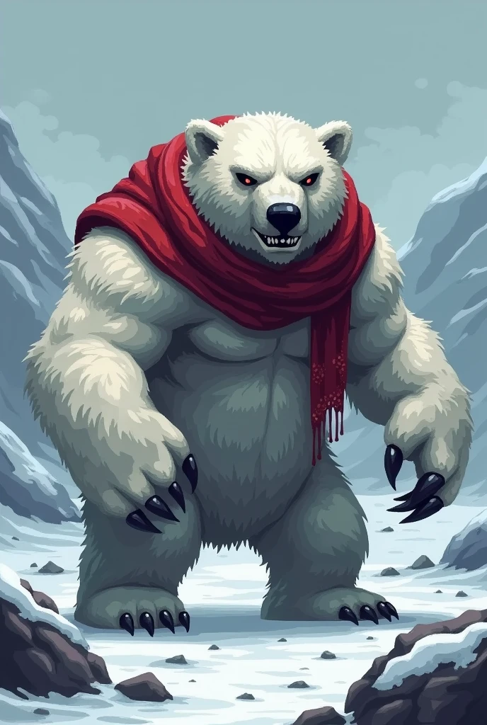 by personalami, by meesh, by kenket, by taran fiddler, photorealistic, hyperrealistic, ultradetailed, ((Polar bear)), anthro, Dilf, Daddy, father figure, mature male, hunk, burly, chubby, solo, very detailed, ((very detailed fur texture)), ((very detailed lighting)), ((very well drawn legs)), ((very well drawn arms)), ((very detailed legs)), ((very detailed arms)), ((very detailed paws)), ((very detailed tail)), ((very detailed background, ice forest)), ((very detailed penis)), ((very detailed balls)), ((large balls)), ((very well drawn body)), ((chest fur tuft)), ((very detailed snout)), ((massive body)), ((body takes up most of the image)), ((very detailed clothing)), ((red long coat)), ((red santa hat)), ((red jockstrap)), ((large bulge)), ((very detailed bulge)), ((overhang belly)), ((nipple piercings)), ((very detailed muzzle)), ((blood-stained fur))