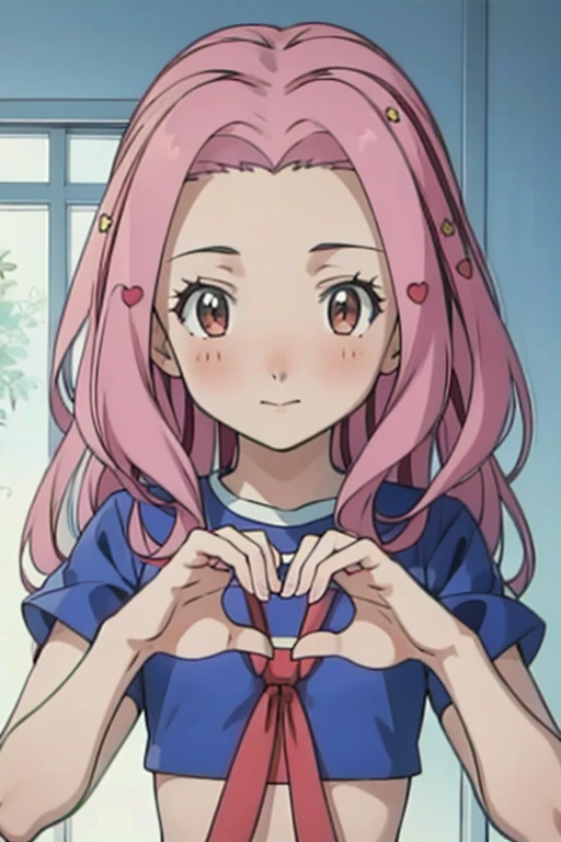 ((      best quality )), ((            masterpiece      )), (detailed), ((realistic)) ((anime)) Mimi Tachikawa doing a little heart pose