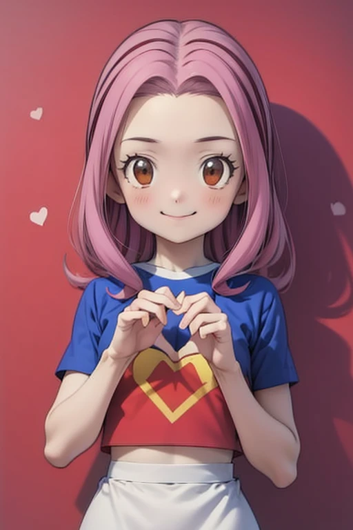 ((      best quality )), ((            masterpiece      )), (detailed), ((realistic)) ((anime)) Mimi Tachikawa doing a little heart pose smiling