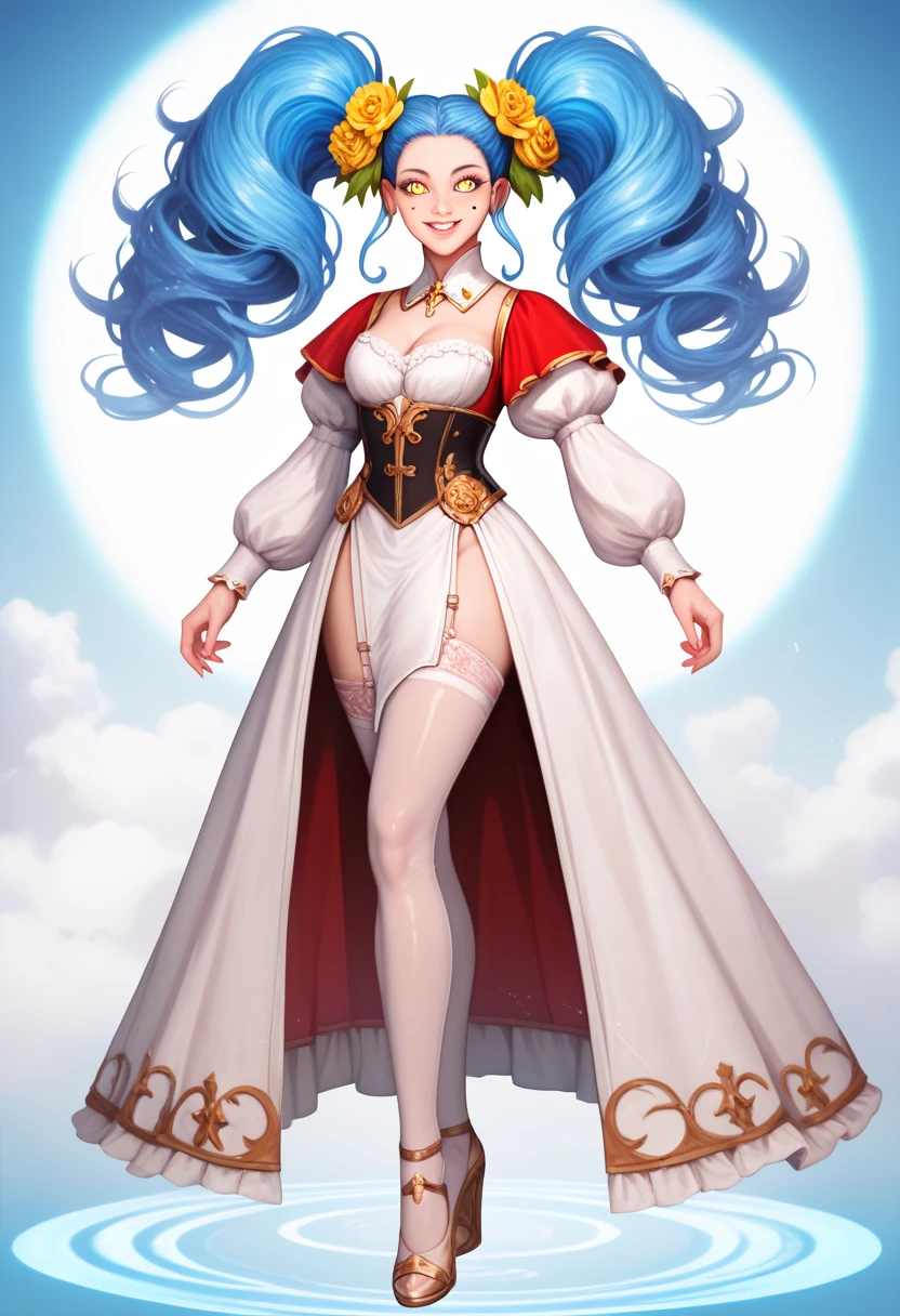 furry kemono commission style, a cute bat goddess with big ears and long white wavy hair, beautiful detailed eyes, beautiful detailed lips, extremely detailed face, blue eyes, happy expression, dressed in blue and red casual style, bat wings on the back, curvy figure, full body shot, 8k, hyper-detailed, intricate details, dynamic pose, vibrant colors, dramatic lighting, fantasy art, digital painting