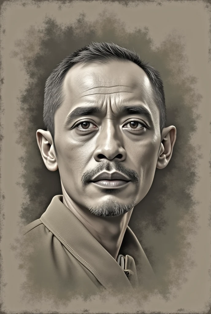 close up portrait, vector illustration, 39 years man,shepia,line vector illustration, hi detail