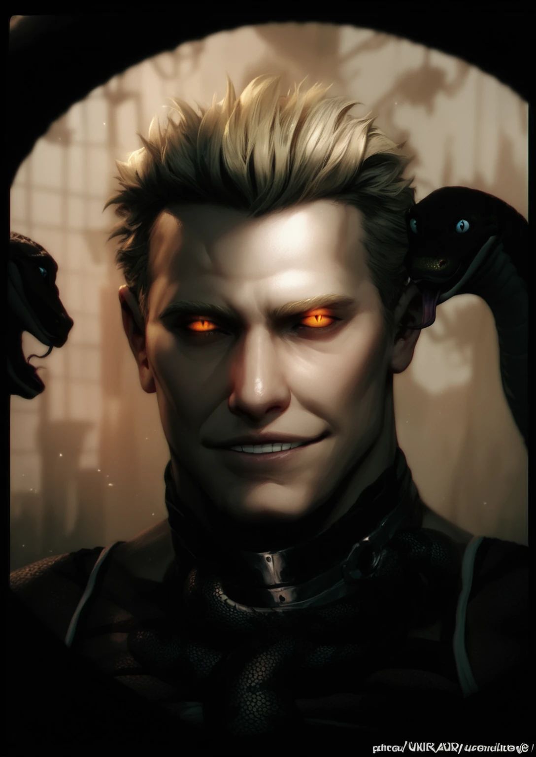 AlbertWeskerRE, 1boy, solo, blonde hair, red eyes, tentacles
,masterpiece, best quality, cinematic lighting,
<lora:epi_noiseoffset2:1>,  <lora:AlbertWeskerRE:0.7>