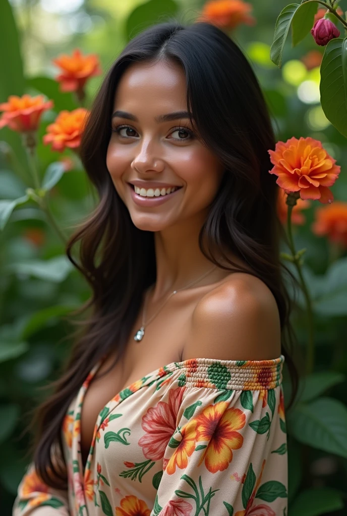 a beautiful thin and sensual Latina woman with little clothing on a summer day, drinking mate with a bombilla