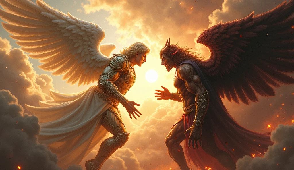 Raphael Azazel Archangel Raphael taking Azazel - SeaArt AI