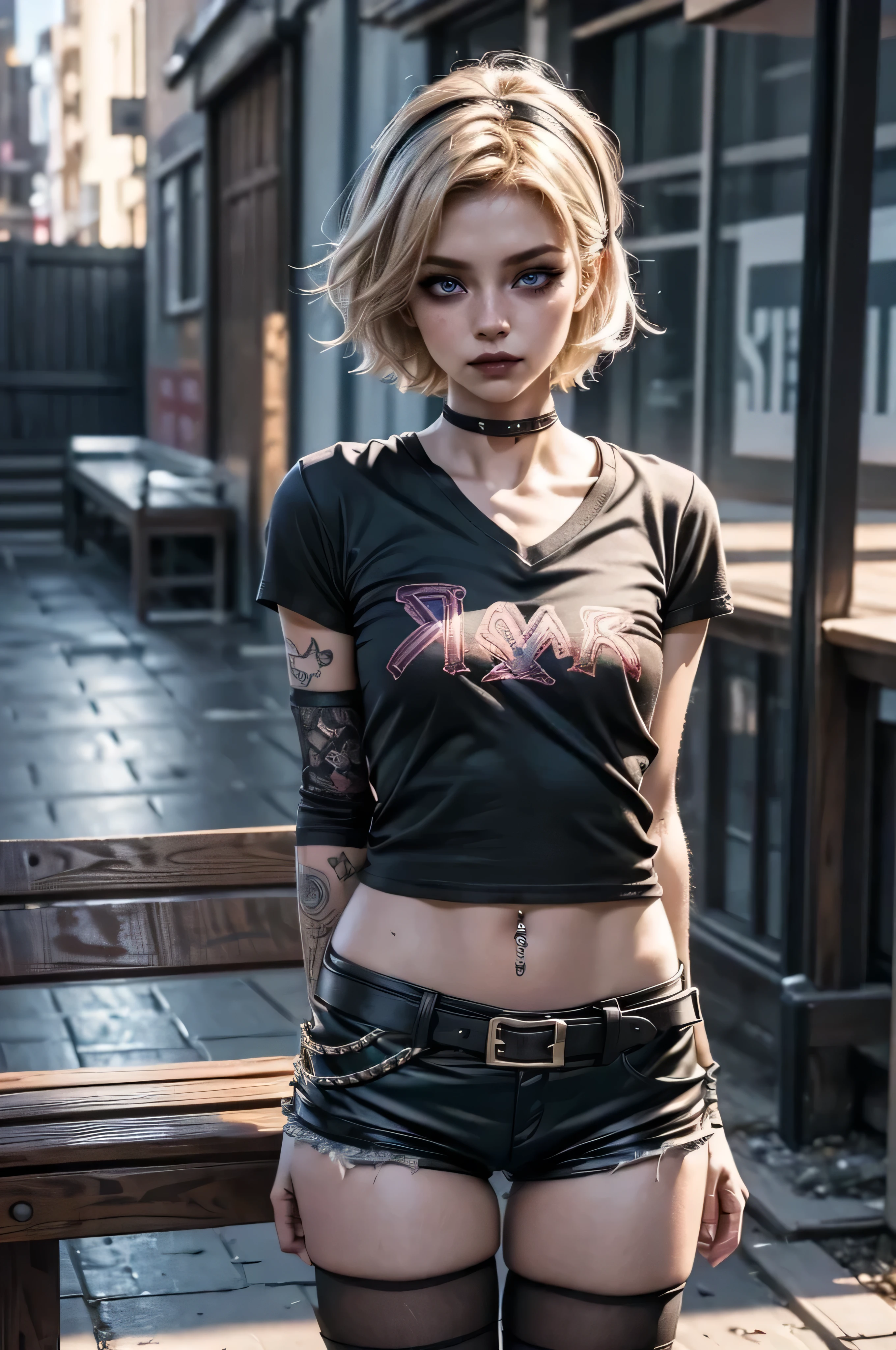 leather hotpants, ((two studded belts)), ((multiple belts)), ((multiple hip chains)), best quality, 4k, 8k, highres, masterpiece:1.2, ultra-detailed, realistic, photorealistic, photo-realistic:1.37, HDR, UHD, studio lighting, ultra-fine painting, sharp focus, physically-based rendering, extreme detail description, professional, vivid colors, bokeh, fashion photography, chiaroscuro lighting, dramatic lighting, dark moody colors, cinematic