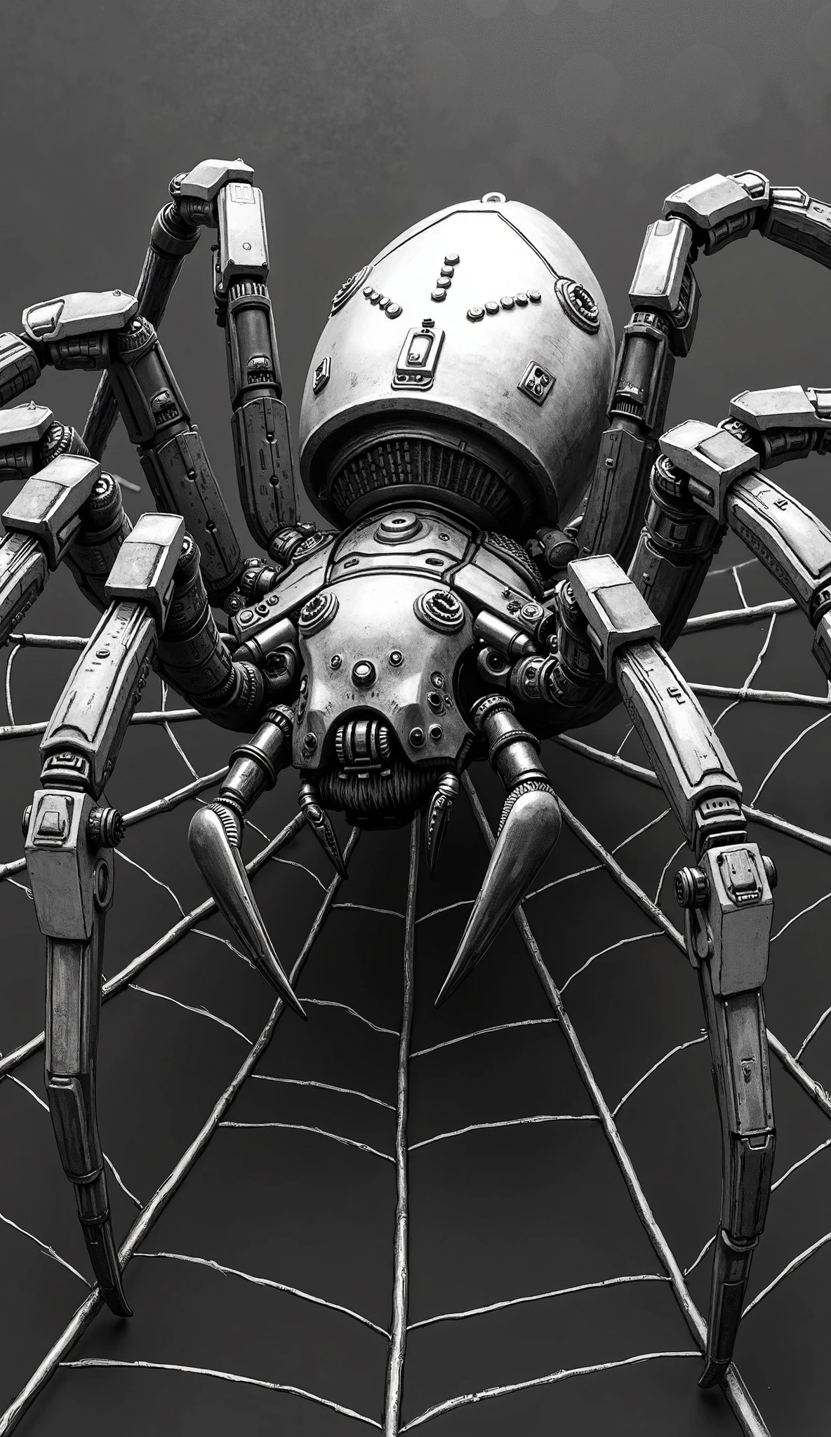 A mechanical spider spins a precise web