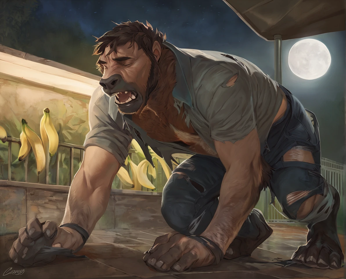 masterpiece,high quality,anime, ultra detailed
, Shaggy male black wolf, Black Wolf, great physique,Strong arms, manly,
, Tearing a white tank top with one hand
, Completely naked, (Excessive sweating:1.5), ((Sweat all over the body)), On all fours, Backwards, Point your black anus towards me
, A humiliating look, (Painful expression:1.5), (ultra detailed eyes:1.4)
, Pre-butt, (leaking poop:1.5), Steam from poop
, From null-ghost, toilet bowlの前, restroom