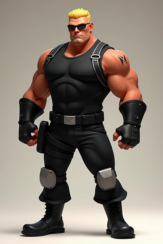 drawning, sharp colors, a strong man, zombie apocalypse style, 30years, short stature, black goatee, Black cap, white tank top, blue jeans, Black boots, a silver-plated prosthesis on the left hand, Furiosa, white background, fully body 