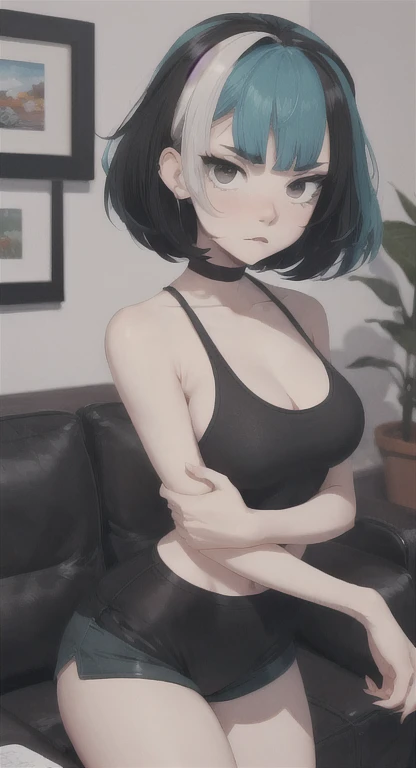 Mature woman,Joel Blair,(long side lock ,short hair, short hair with long locks:1.2), Number of hits,Black skirt,Red Eyes,gold earrings,Off-shoulder sweater, Red Suet,clavicle, Black fur , Straight Hair,Mature woman ,Black pantyhose , [Thick thighs]（（Awkward, blush, charming, Close your eyes, open mouth，Tongue，with tears in eyes, Saliva residue,The hem of the skirt is wet, Brushed,）Large Breasts、Low-cut，Cleavage, Wide hips,）The Last Vision, Ultra-high resolution,4K,Super detailed, photography, 8k, HDR, high resolution, absurd:1.2, Kodak Portrait 400, Film Grain, Blurred background, Bokeh:1.2, lens flare, (Energetic_color:1.2),专业photography师