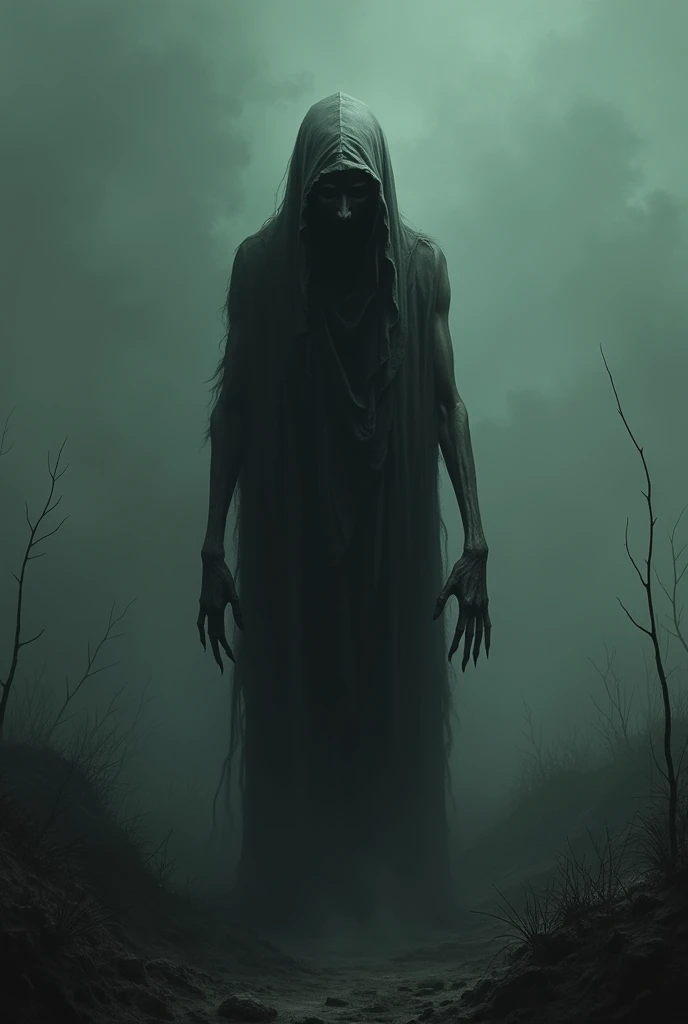 figure that is both human and beast, with hollow eyes and a gaunt, skeletal frame.