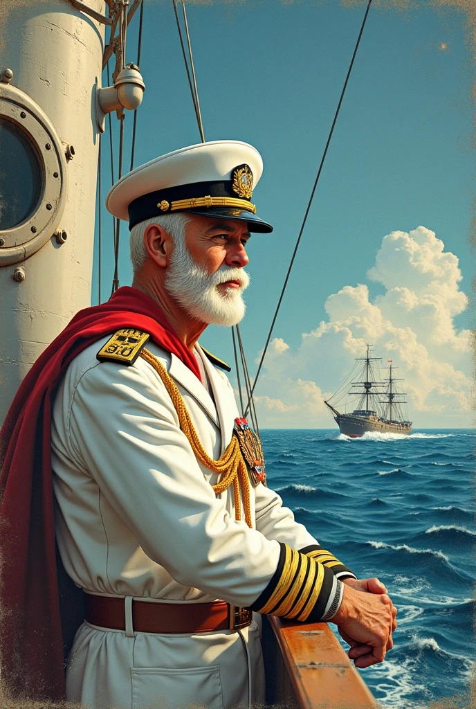 old captain, portrait, (oil painting)