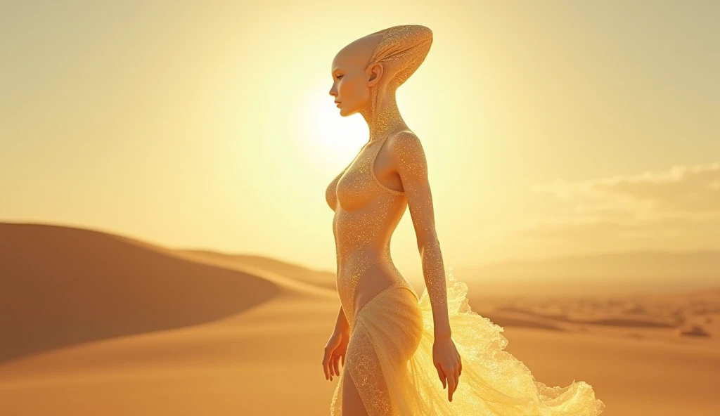 (masterpiece),(best quality:1.0), (ultra highres:1.0), beautiful young alien woman, tall, thin, pale, wearing in translucent dress, full body, small breasts