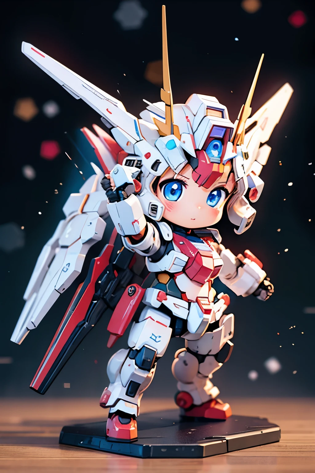 masterpiece,  top quality,  very detailed,  anime style,The new year has begun_Gundam, 1 very young girl，Baby Face， very short， toddler figure ，Combat Suit