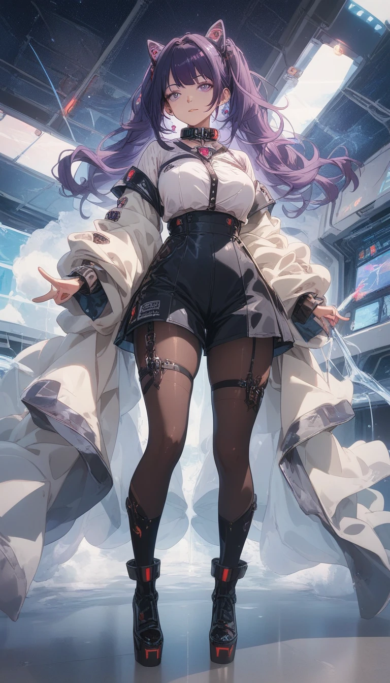 (((unique look:1.5, The eyes of famous artists, Unique Fashion)))、Pink Hair　(White Hair Girl), (Thick, dark blue eyebrows:1.4), (Dark blue eyebrows:1.7), (Thick eyebrows:1.3), (Huge black fluffy animal ears:1.1), (Black animal ears:1.1), break, (((Mesh Stitching Crop T-Shirt, Cutout Long Sleeve Top))),break, (Big Breasts:1.2, Thick legs, Adult female body, Sturdy body:1.5), ((Relax in the great outdoors:1.5)), (sharp eyes, Ultra-high definition CG, Precisely designed costumes, 4K, 8K, Ultra-high definition CG, Precisely designed costumes, Clear lines, Expressive and Captivating Eyes, Fine Details and Realistic Textures, cinematic lighting), ((white background)), break, (Wearing black leggings with holes), Skinny sleeves, (Torn and holey leggings:1.2)(Black leggings:1.4), (Punkish Boots:1.2), (Thick sole:1.5), (Big shoes:1.3), ((unique look:1.5, The eyes of famous artists))　
