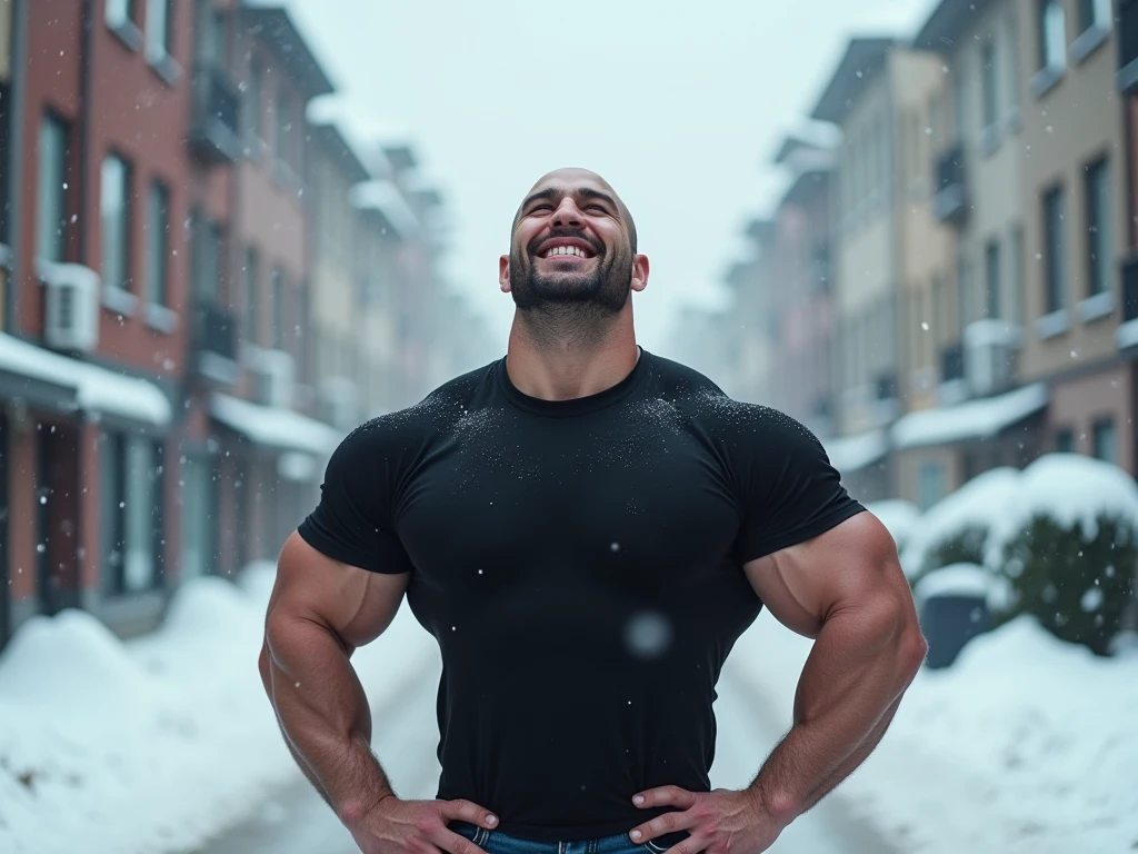 A Chinese bodybuilder, on,the super hot and sexy,Blonde hair, short detailed hair, on a snowy mountain,Sunset lights, Short beard perfect figure with tattoos, Very huge and strong body, Bulging muscles, musculous, Very large pectoral muscles,Very sexy abs,The legs are muscular,Tall and mighty,Exposed Body,Tall and burly,toned figure,Huge raised genital area,Brightens oily skin,Muscular。
