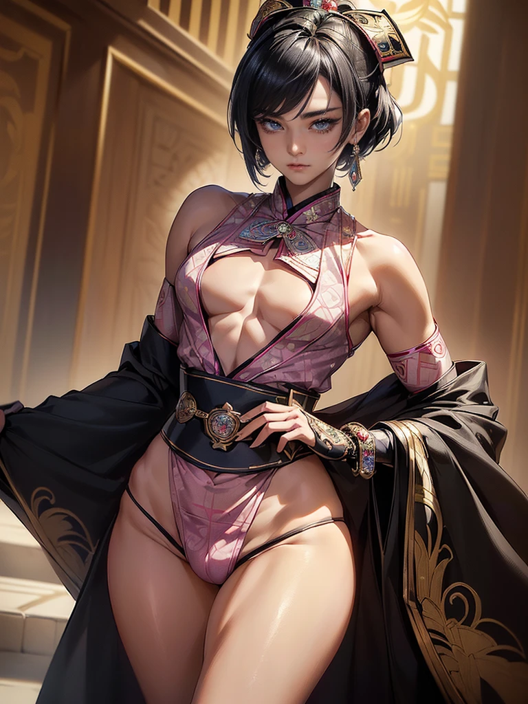 exquisite facial features，Detalhes complicados，Refina os poros，Cultura da pele，A textura da pele，Painting 1 person sitting on a lotus flower, fundo flamejante，circles of light，Macho，peito chato，man's muscles，Pantie negra，Roupa interior em forma de cor，Casaco vermelho，uma batina，Dedos masculinos，Karma for tomorrow， inspired by Tawaraya Sōtatsu, ren xun and maruyama ōkyo, Ghutera e Egar, puṣkaracūḍa, realismo ultrarrealista,realismo， Yiqiang e Shurakrgt, Realiy， --auto --s2