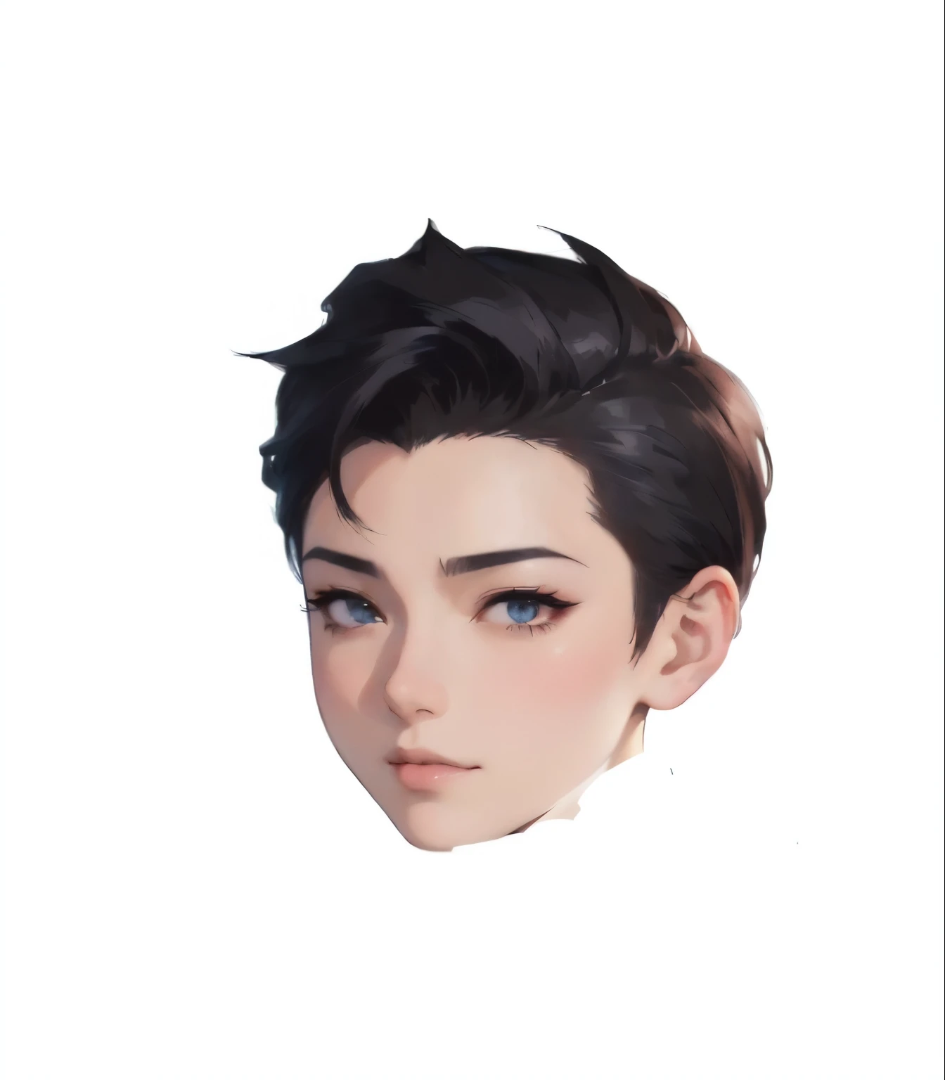 a cartoon image of a man with a short hair and a black shirt, high detailed face anime, artwork in the style of guweiz, halfbody headshot, anime realism style, detailed anime soft face, realistic artstyle, nft portrait, realism artstyle, made with anime painter studio, style of kieran yanner, character headshot portrait, realistic anime face