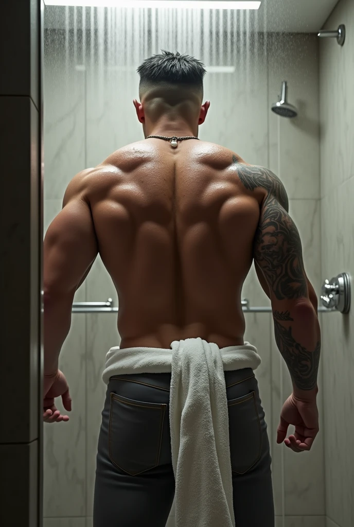 Photorealistic image, ((full body)). about a muscular athletic corean man, The body of a super-muscular trainer, (corean man with k-pop idol look), 20yo, wearing nothing but a white jockstrap, detailed eyes, detailed faces, a beautiful face, large open eyes ((the man stands with his back to the viewer)). Free (dynamic pose): 1, 5, (body in motion): 1, 5, smile, dimples, muscular back, wearing nothing, completely naked expose his huge penis, long big dick masturbate, the most perfect penis erecting , Realistic, fully naked, 
voluptuous butt,  (A man is at home alone, in a cozy home environment, in the evening, cooking in the kitchen), show his movements, movements of his arms, legs, torso turns, dishes and food on the table. A masterpiece. High-quality detailed background, detailed face and eyes, detailed proportional body, perfect eyes, photo of perfecteyes eyes,kpop