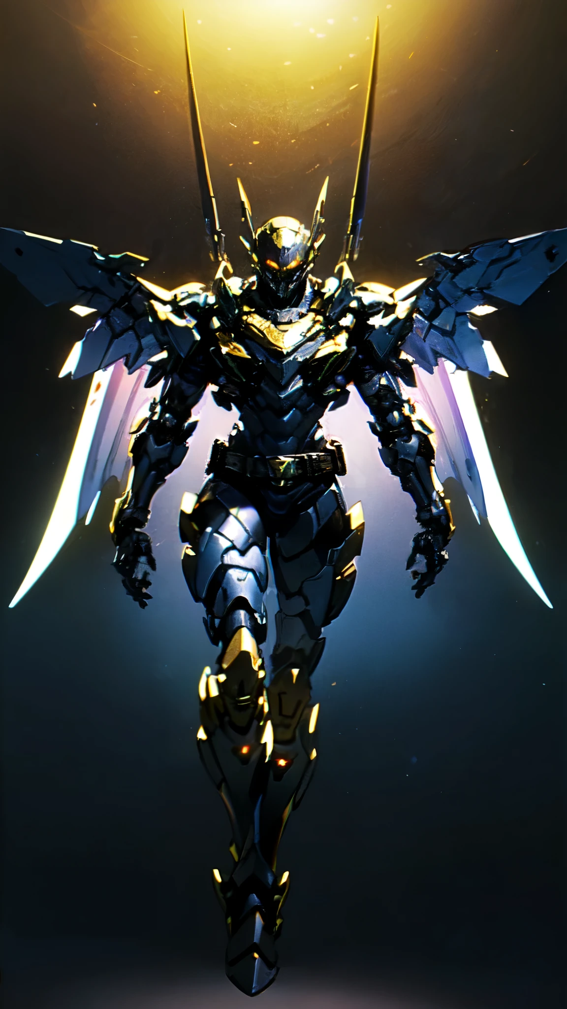 (masterpiece:1.5, best quality:1.5, extremely delicate:1.5), ((male:1.5)), a man wearing a full-face helmet, high-tech biomimetic armored combat suit, (a composite layered chest armor), the design balances heavy with agility, fully enclosed shoulder guards, matching arm and leg guards, a belt of gemstone, (the color scheme is primarily Red with Yellow and Purple accents, Organic Biotech, Concept Inspired by Vampire, glowing eyes, armor glows, huge cloak like devil wings, blood), stand of a futuristic sci-fi city, this character embodies a finely crafted fantasy-style armored hero in anime style, exquisite and mature art style, metallic, high definition, highres, ultra-detailed, ultra-fine painting, professional, perfect body proportions, golden ratio, anatomically correct, symmetrical face, extremely detailed eyes and face, high quality eyes, creativity, RAW photo, UHD, 32k, Natural light, cinematic lighting, (masterpiece-anatomy-perfect:1.2)