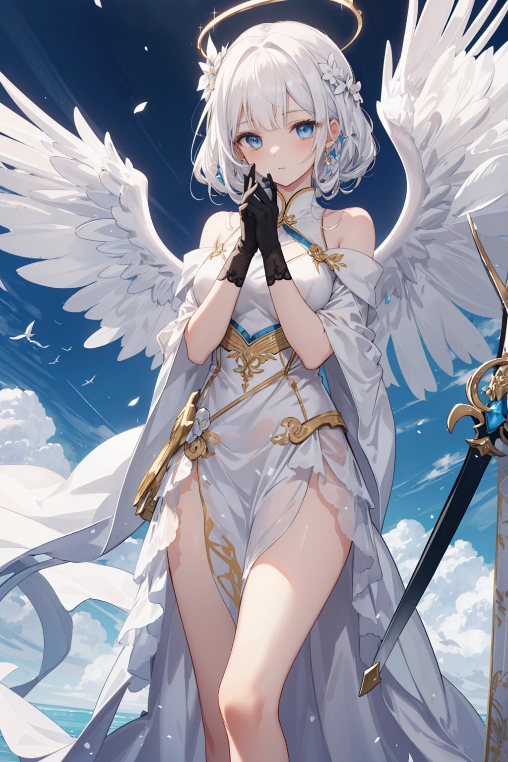 Looks like a holy looking angel.
and metal rings around the one-eyed eye.
ha muitas asas no anjo sagrado branco. 
