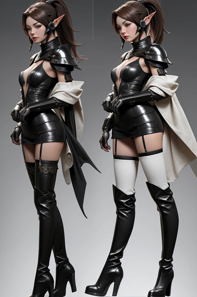 (high resolution, pixel perfect, gorgeous illustrations), (hyper quality, muste piece, etheric: 1.4), ((nsfw)), ((cowboy shot)), face focus, ((1girl)), (((boyish))), (((19 years old))), (((((punk))))), hot Rocker punk girl, ((((sexy pose, open stance)))), cool atmosphere, black hair, ((((very_short_hair, slicked_back_hair)))), (((piercing))), eyelid_piercing, nose_piercing, (((Exquisite face, aroused))), blush, ((black_lips)), (gothic_makeup), tattoo, ((((muscular_female)))), (ideal ratio body proportions, slender, small breasts), fighter, ((((wh_chi_armor)))), ((highleg_leotard_armor)), (((cameltoe))), shiny skin, gleaming skin, simple background,