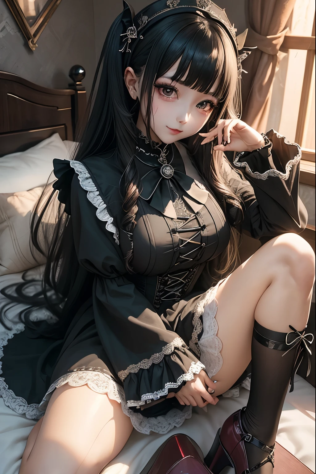 ハードな dark gothic メイク、Dark black eyeshadow、 sad、Good skin radiance、 dark gothic 、 dark smile 、palace、The beauty of fragrance、24 years old、knee-high socks、 pantyhose、Masturbation facial expressions、Extremely fair skin、 rich expression of pleasure 、 uncomfortable expression 、 dark gothic 、 top quality、Drunk face、Purple maid outfit、Mysterious、noble、 affectionate smile 、Right eye is blue、Left eye is red、 super careful pose 、Platform heel shoes、 heavy makeup、Gothic Clothing、Long Hair Straight Hair、Cute Gothic Dresses、 beautiful face、Elegant features、 attractive face 、 Stained Glassの背景、Chest glistening with sweat、The room is dark、goth long dress、Bell Sleeves、Wizard Sleeve、Decadent look、 sexually excited expression、 handmade on the bed 、 I have a synthesizer instrument nearby 、 sitting on the bed 、Sad look、Rose Maiden、The embroidery is pink、 The dress has pink embroidery、 thigh high socks 、knee-high socks、 gentle expression 、dark black eye shadow、 Stained Glassとバラの背景、 branching is a little lonely 、Female Duo、Female couple、 dark church background 、 Stained Glass、black metal world、Dark Castle 、 slender body 、gothic long dress、 Victorian Dress 、 small breasts、 room full of roses 、 I'm worried because of roses 、 My body is wet and shiny 、 My feet have a lot of glitter、I am sweating、 My feet are sticky from sweating 、My feet are sweaty 、My whole body is sweaty and shiny、I've sweated a lot 、My feet are sweaty 、 My wet feet are shiny from sweat 、 A pig that got wet with oil and became shiny 、 white body 、 wet shiny pig water 、 beautiful legs、Outstretched legs、Put your hands on the bed、Super beautiful straight hair、Straight hair to the ends、Straight perm hair、 making the butt of the bed 、sitting with her legs spread wide、 has small breasts、Panting expression、 masturbation expression 、 transcendental white skin 、 play a synthesizer 、The synthesizer shines、 My pot is shining with sweat 、 touching the synthesizer 、Playing a keyboard instrument、Synthesizer performance、Hide your chest、Playing keyboard instruments、Piano performance、 thigh high socks 、knee-high socks、