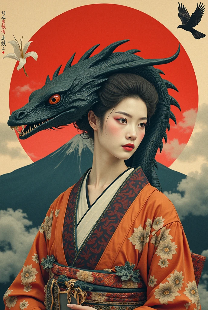 ((Highest quality)), ((masterpiece)), (detailed),One woman, Woman in yukata、Painful face、Back view、Portrait、The pattern on the yukata is Hannya、The background is hell、Demons and monsters