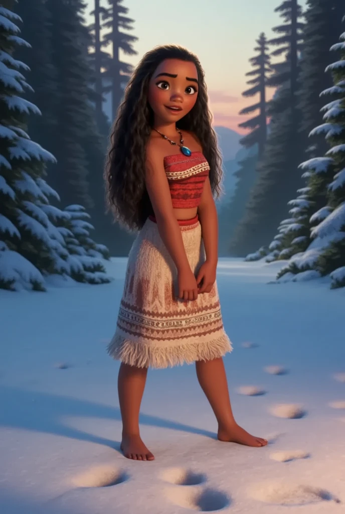 1girl, footprints in snow, beautiful detailed eyes, beautiful detailed lips, extremely detailed face and features, long eyelashes, serene expression, snow-covered forest, atmospheric lighting, mist, (best quality,4k,8k,highres,masterpiece:1.2),ultra-detailed,(realistic,photorealistic,photo-realistic:1.37), winter landscape, soft lighting, cool color tones, cinematic composition, digital art