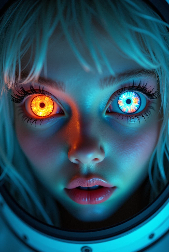 1girl, white hair, wide smile, hypnotized, grgr-eye2, brainwashed, hypnosis, blank eyes, relaxed, glowing eyes
