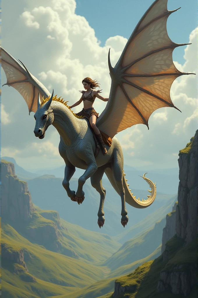 Nude angel riding Leviathan
