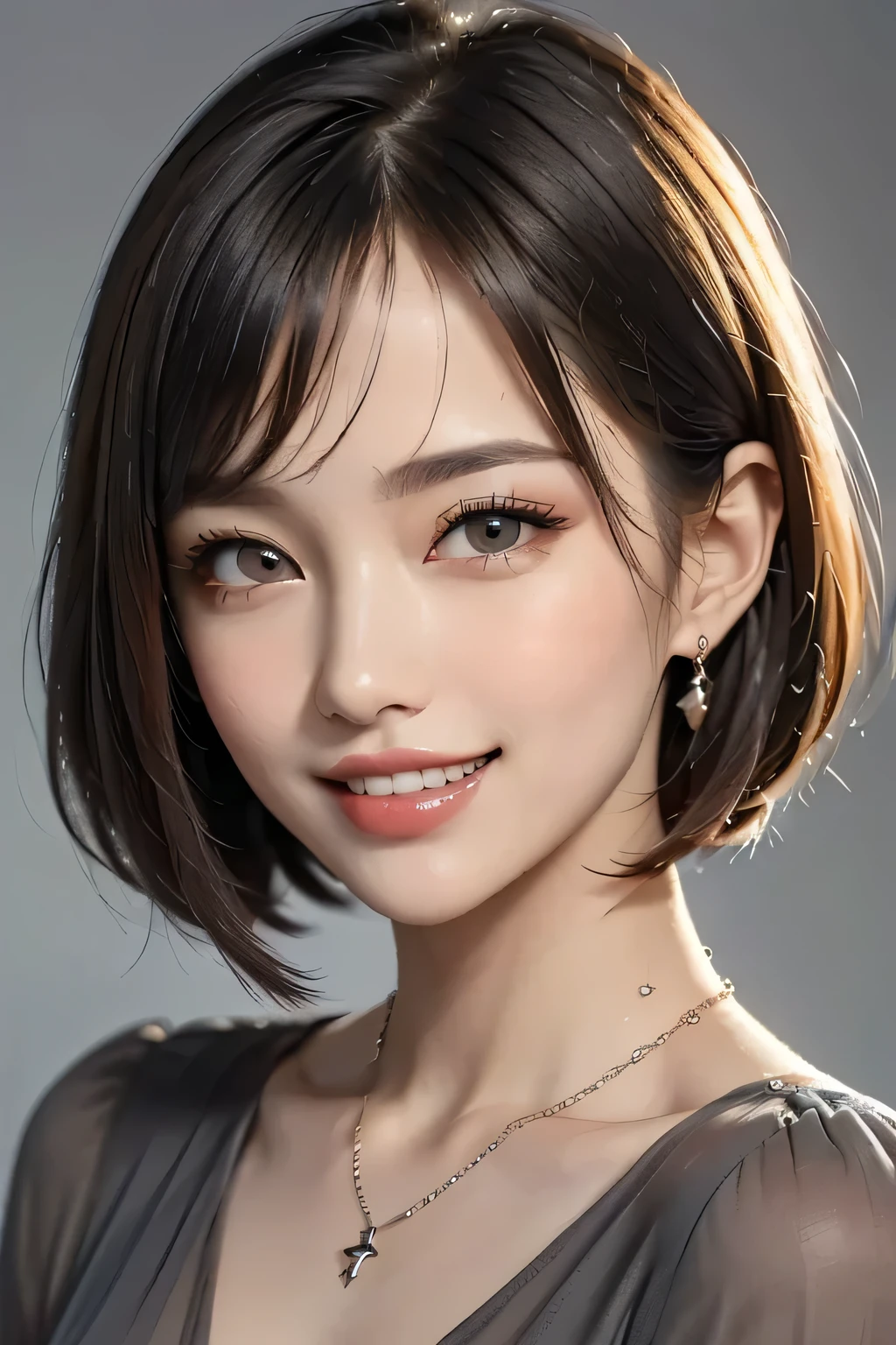 ((1. Ultimate beauty)), mature, beautiful face, detailed lips from home, beautiful eye for detail, double eyelid, has long eyelashes, (Grin), (( beautiful alignment of teeth)), seductive gaze , Grin, has long eyelashes, elegant eyeshadow , ((Big Breasts)), ( bust up), captivating makeup , charming gesture that changes facial expression, (( delicately decorated red and black cocktail dress)), growing skin, high image quality, high definition , ((Depth)), ( Color Difference), Necklaces , earrings for a woman alone, A bracelet, Sexy Poses , RAW photo, realistic , (masterpiece), realistic , Masseter region , top quality, Hyper Details, ( Detailed Eyes and Faces , charm:Natural Cosmetics , watching the audience, Alone, mature, ((( cowboy shot)))