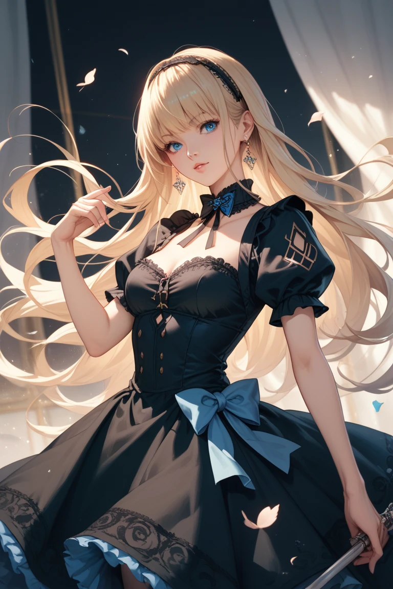 hair ornament, extreme details, twintails, masterpiece, genshin_impact,blue_eyes,blonde_hair,barbara \(genshin impact\)
