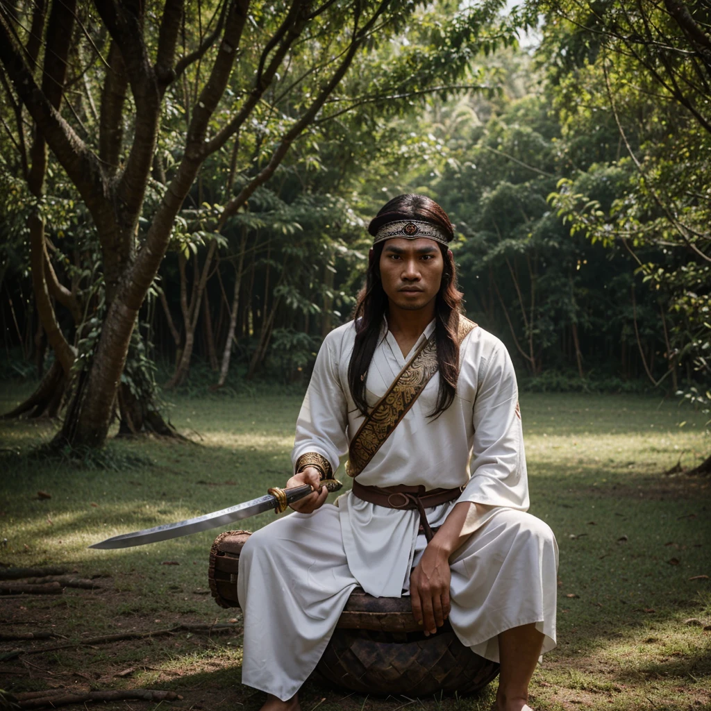 Best image quality, threaten, Holding a spear, primitive, Spread your legs, Primary forest, In underwear, ""Primitive clothing"", male, Black Hair, paint